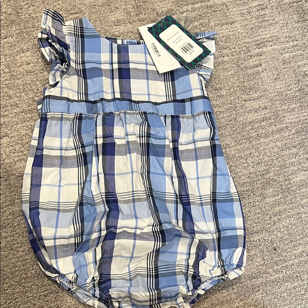 Blue Plaid Kids One Piece Bodysuit